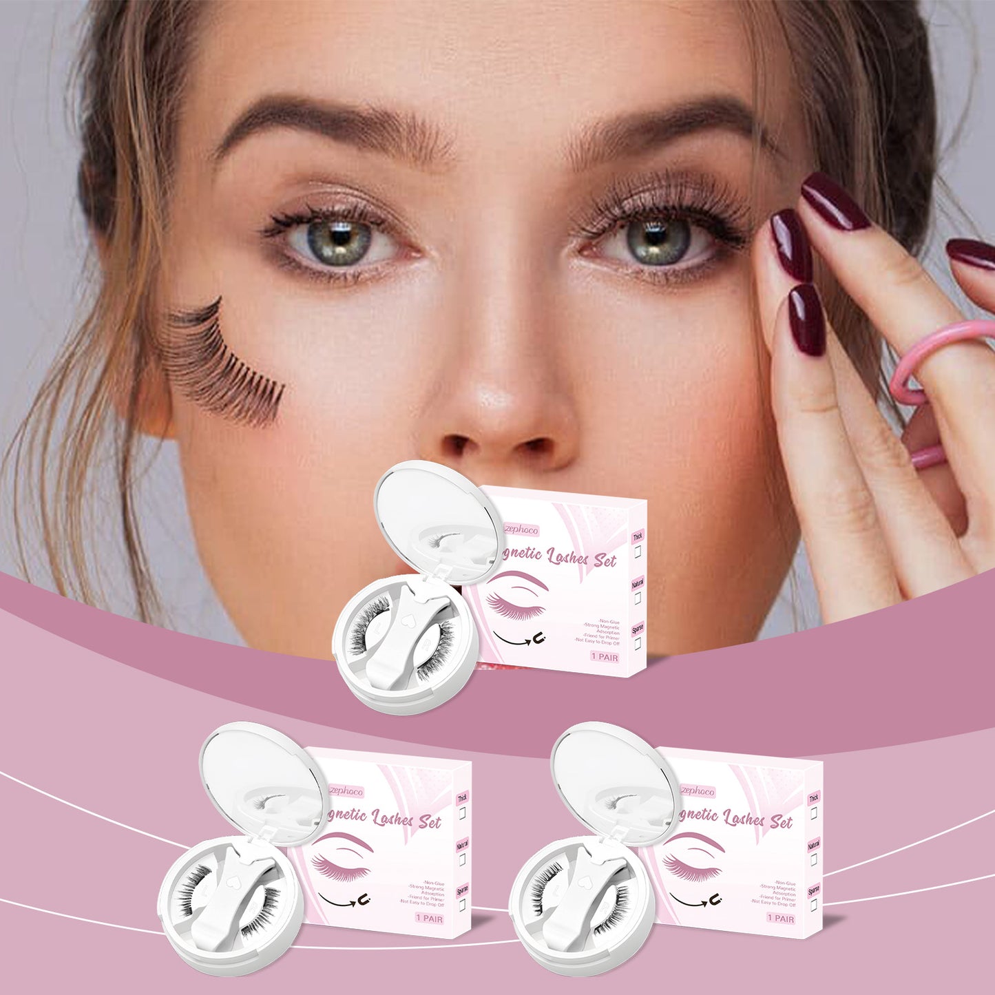 ATURUNC Magnetic False Eyelashes